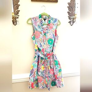 Talbots Pink and Green Floral Dress